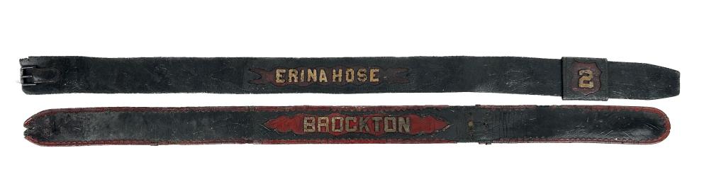 TWO LEATHER FIRE PARADE BELTS 19TH 3af7c0