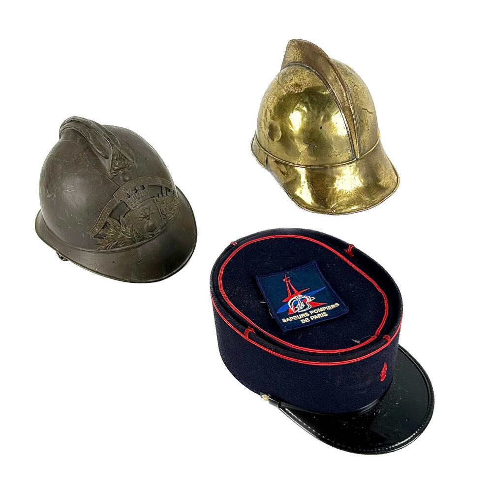 THREE FRENCH FIRE HELMETS 20TH