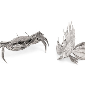 A Silver Model of a Crab and Lionfish 20th 3af946