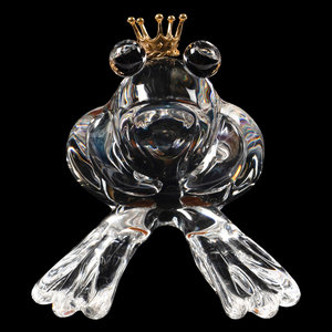A Steuben Frog Prince Gold-Mounted