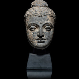 A Gandharan Grey Schist Head of