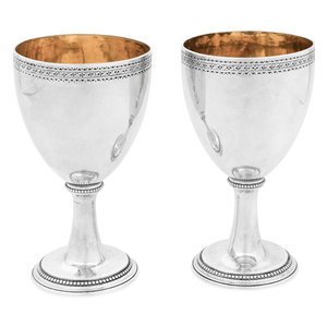 A Pair of George III Silver Goblets
London,