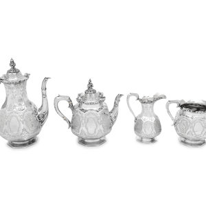 A Victorian Silver Four-Piece Tea