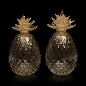 A Pair of Murano Glass Pineapple