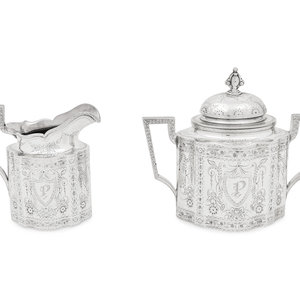 An American Silver Creamer and Sugar