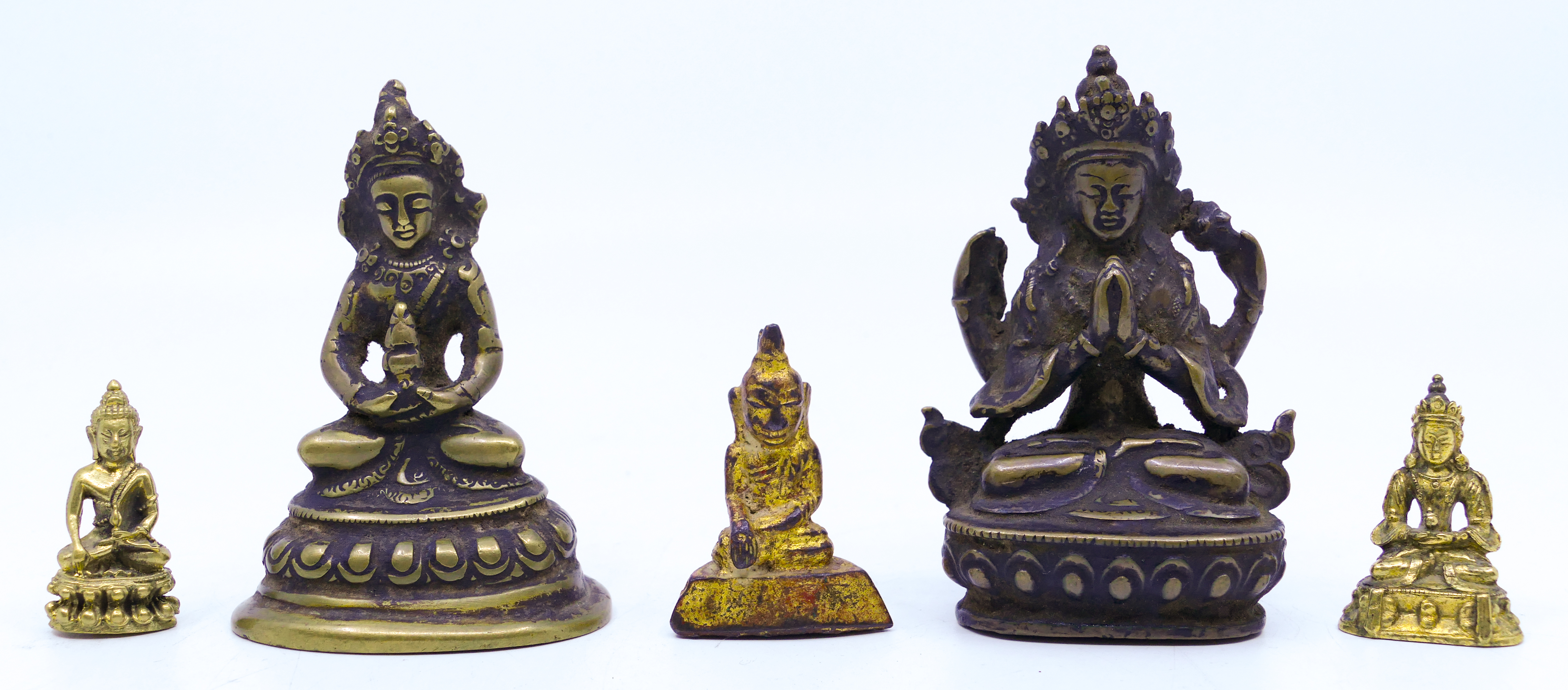 Box 5pc Tibetan Small Seated Buddhas 3afc2e