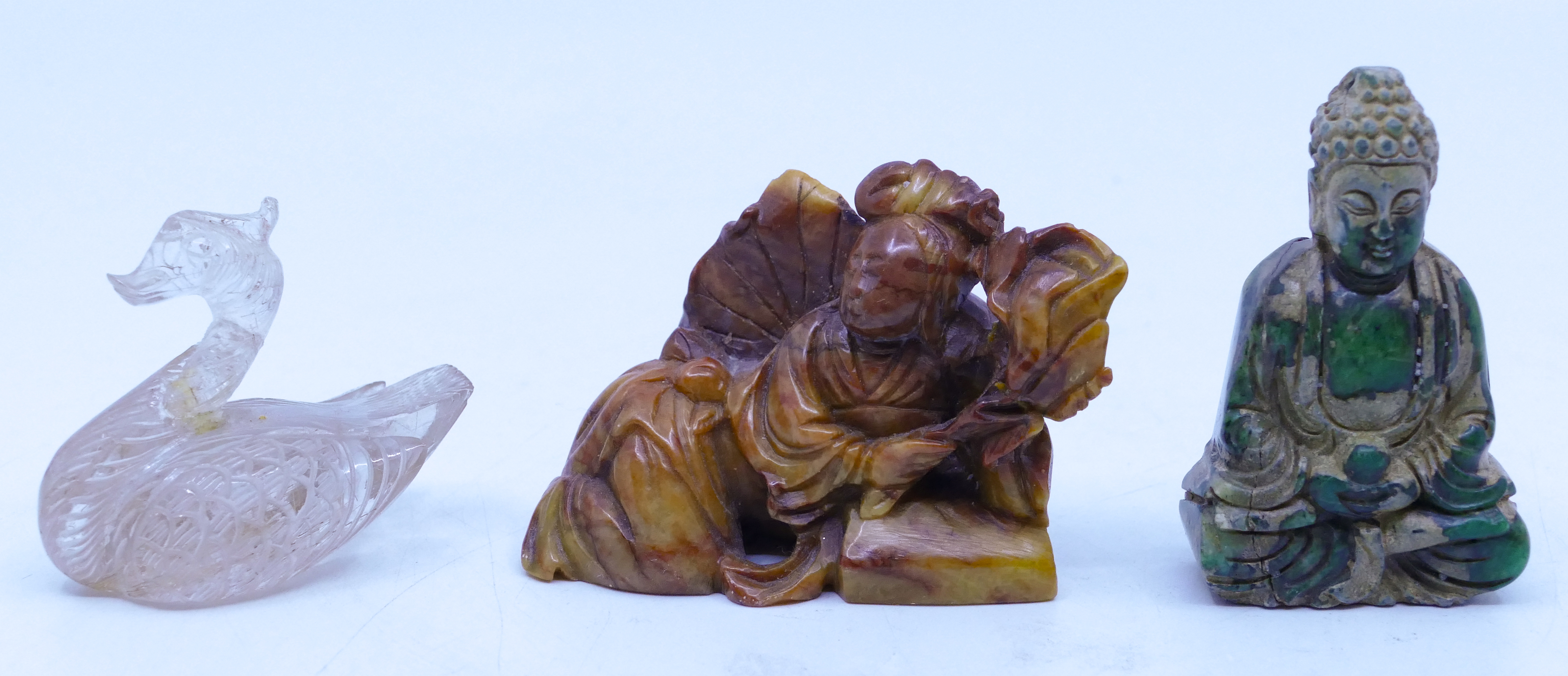 Box 3pc Old Chinese Stone Buddha 3afc40