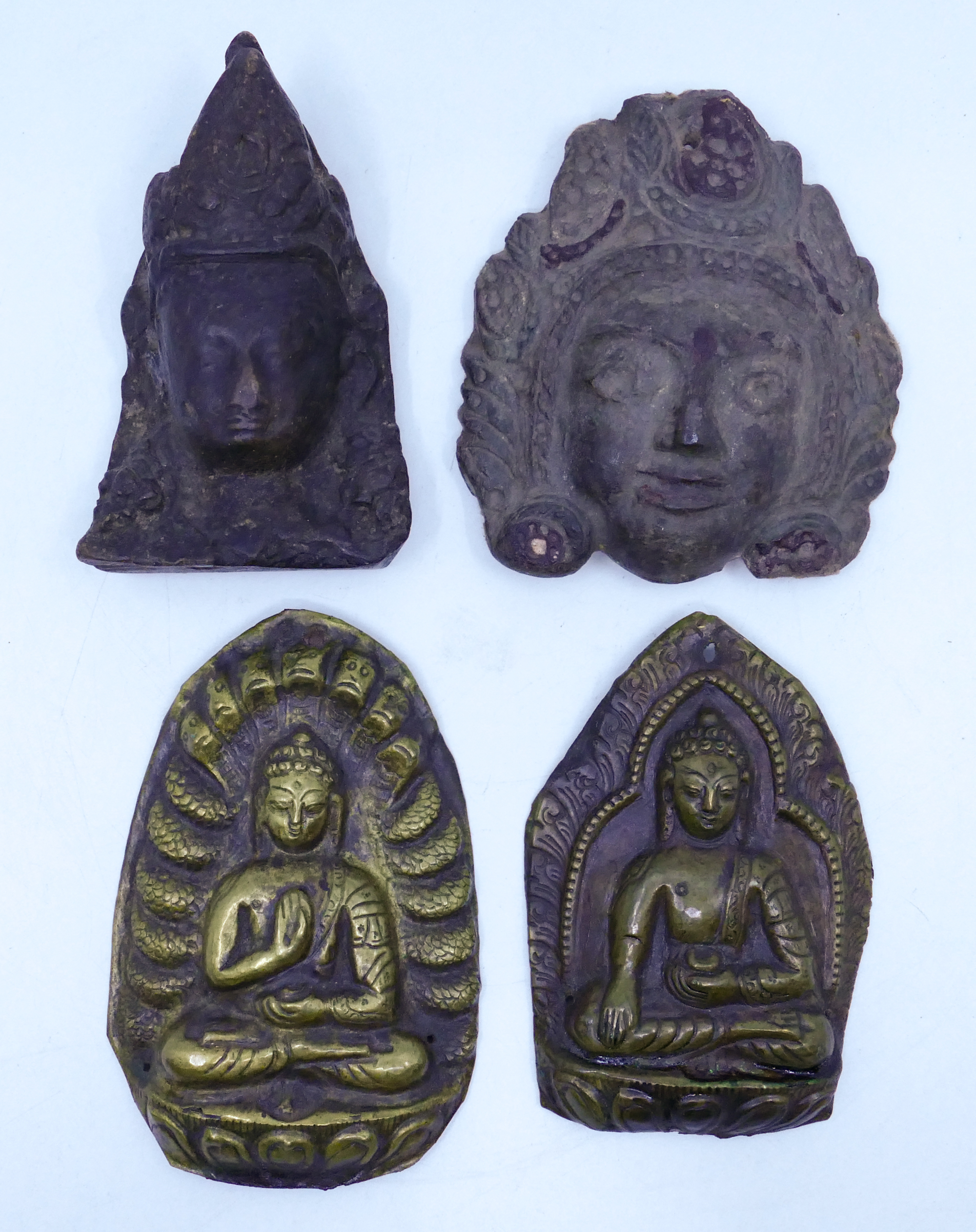 4pc Old Tibetan Clay and Brass 3afc47