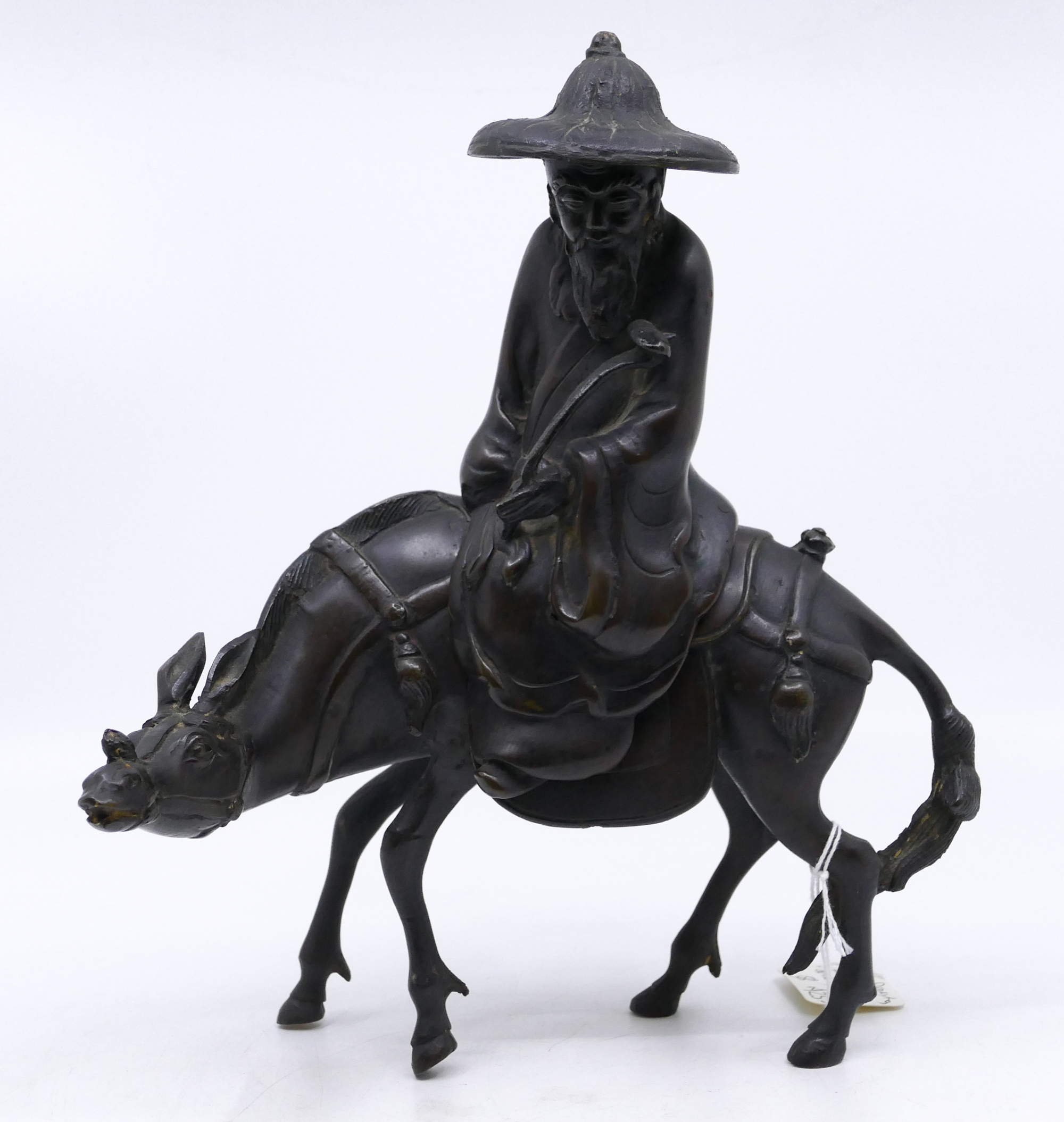 Old Japanese Bronze Jurojin Riding 3afc61