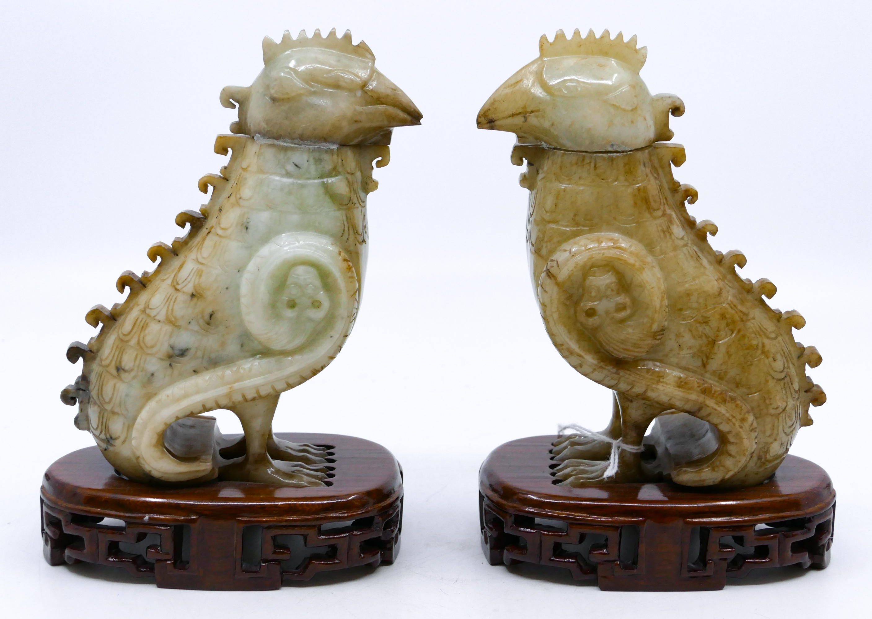 Pair Chinese Jade Archaic Bird 3afc7f