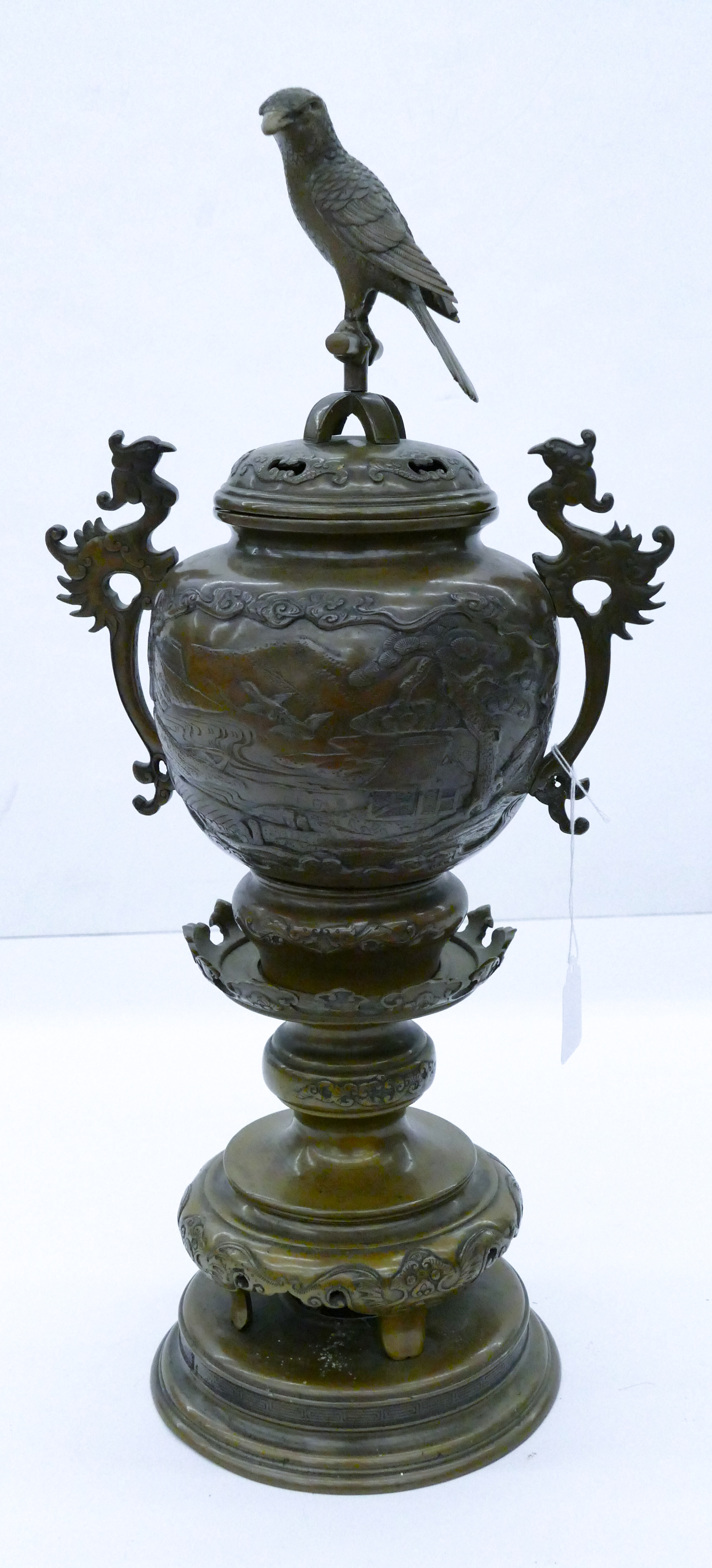 Japanese Ornate Bronze Koro Censer