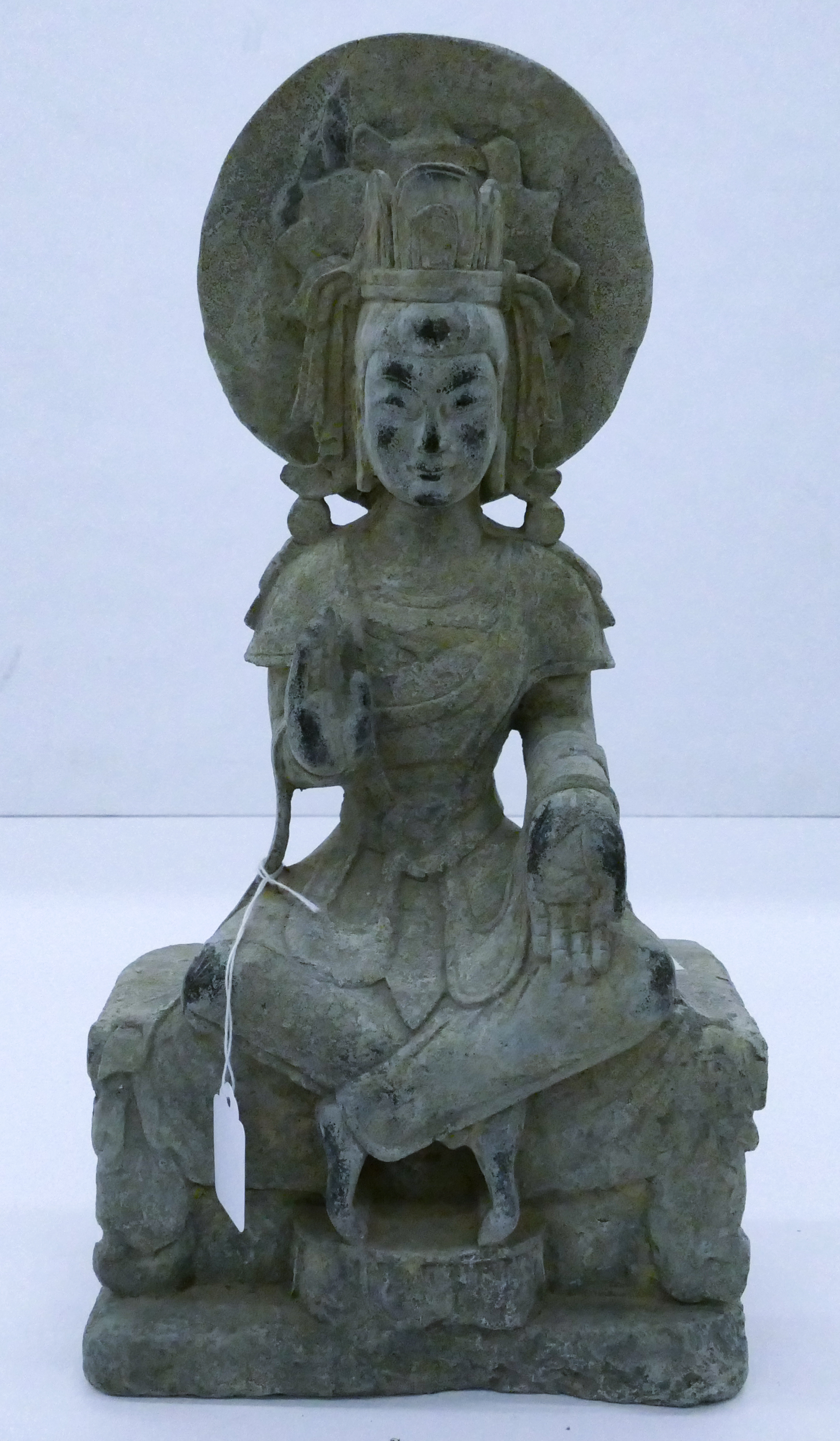 Old Chinese Carved Stone Seated
