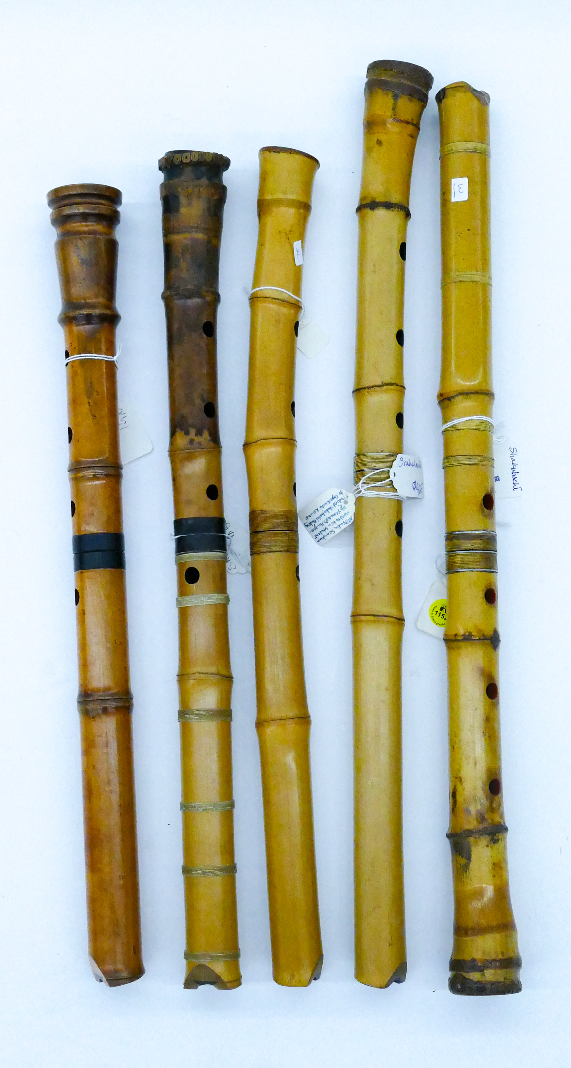 5pc Old Japanese Shakuhachi Bamboo Flute