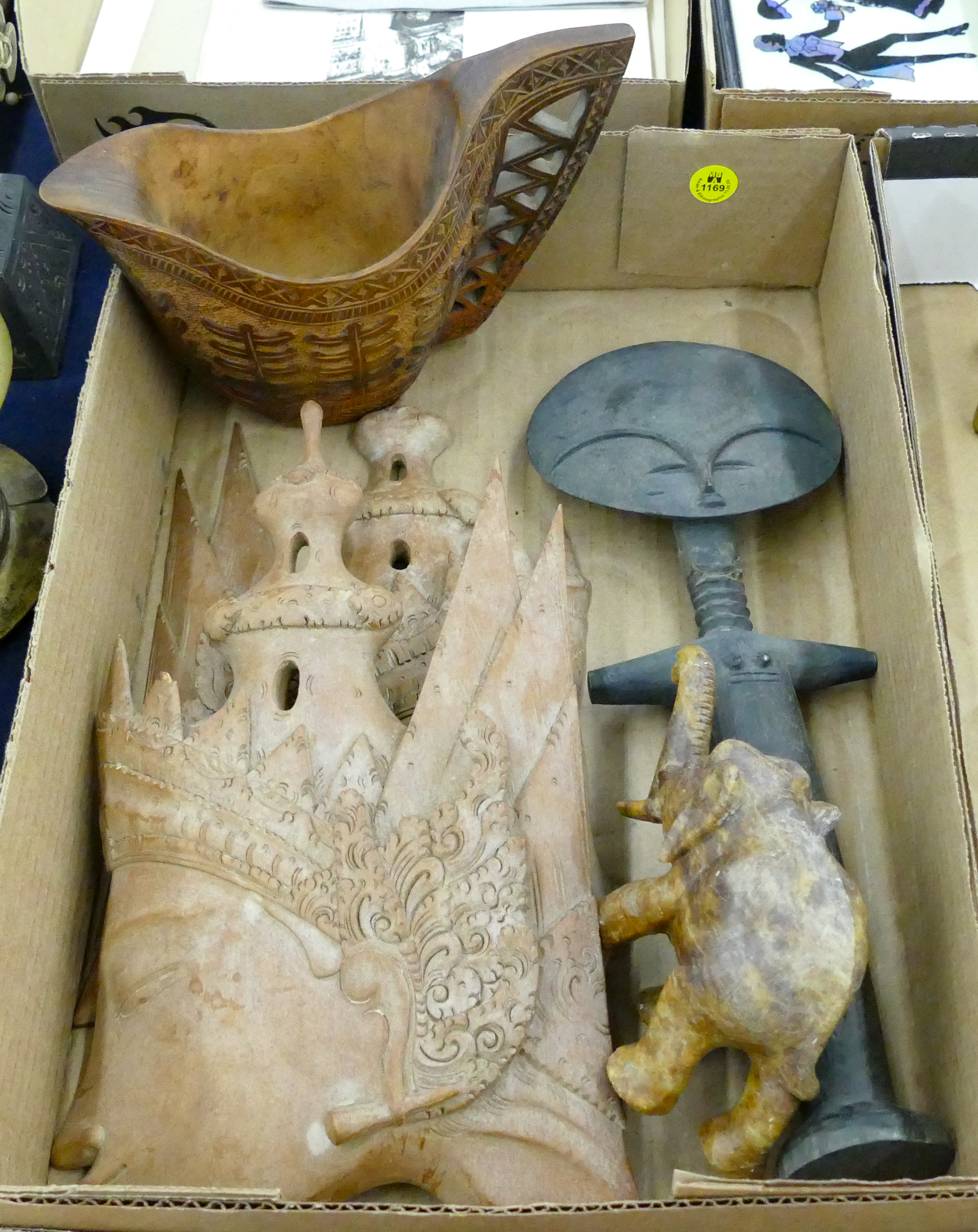 Box Ethnic Wood Carvings etc.