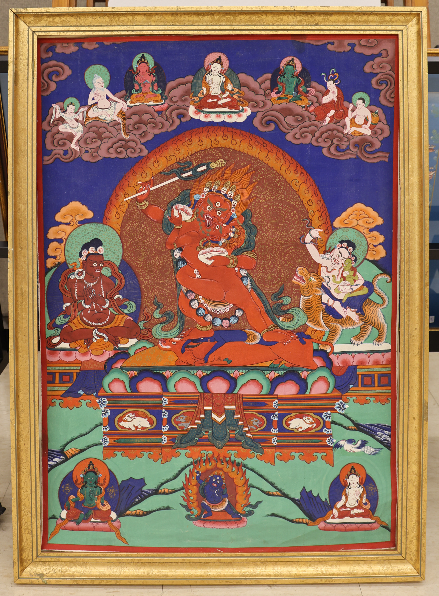 Tibetan Painted Mahakala with Consort 3afcf7