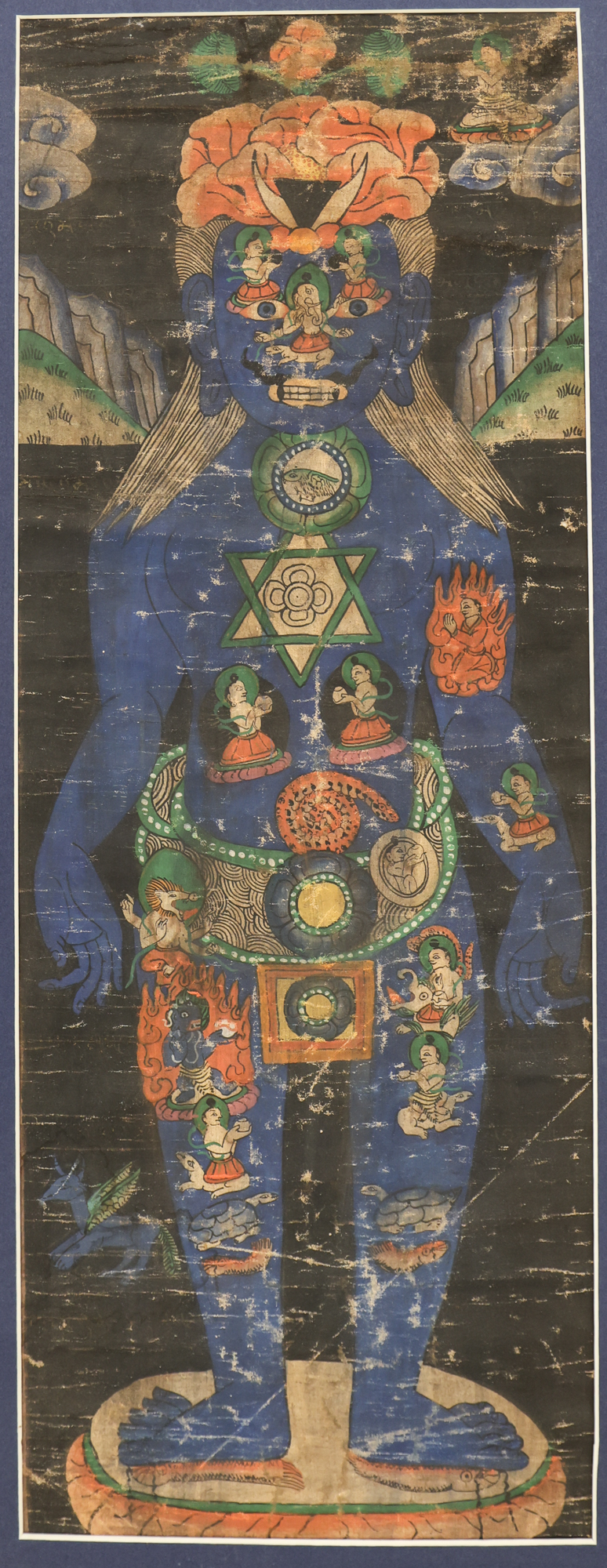 Old Nepalese Blue Bodhisattva Painted 3afd04