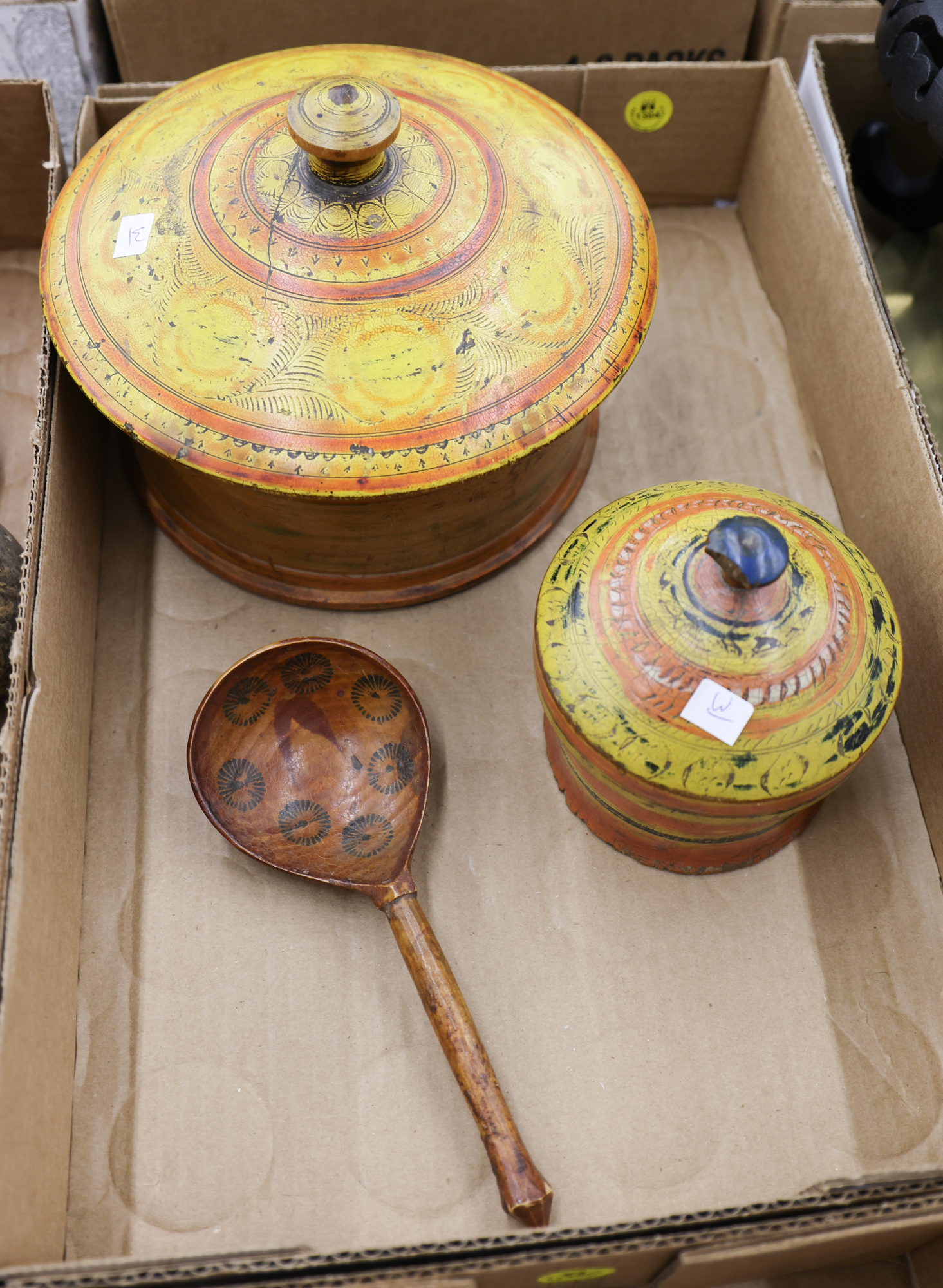 Box Old Tibetan Painted Wood Boxes 3afd42