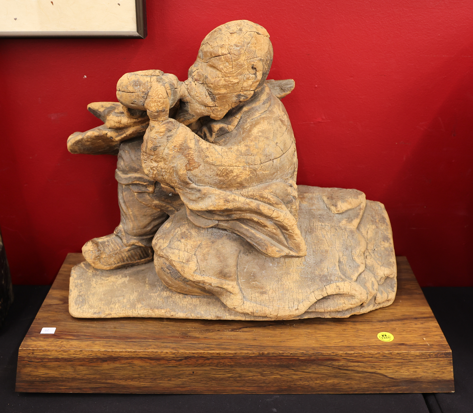 Ancient Japanese Seated Wood Scholar 3afd5d