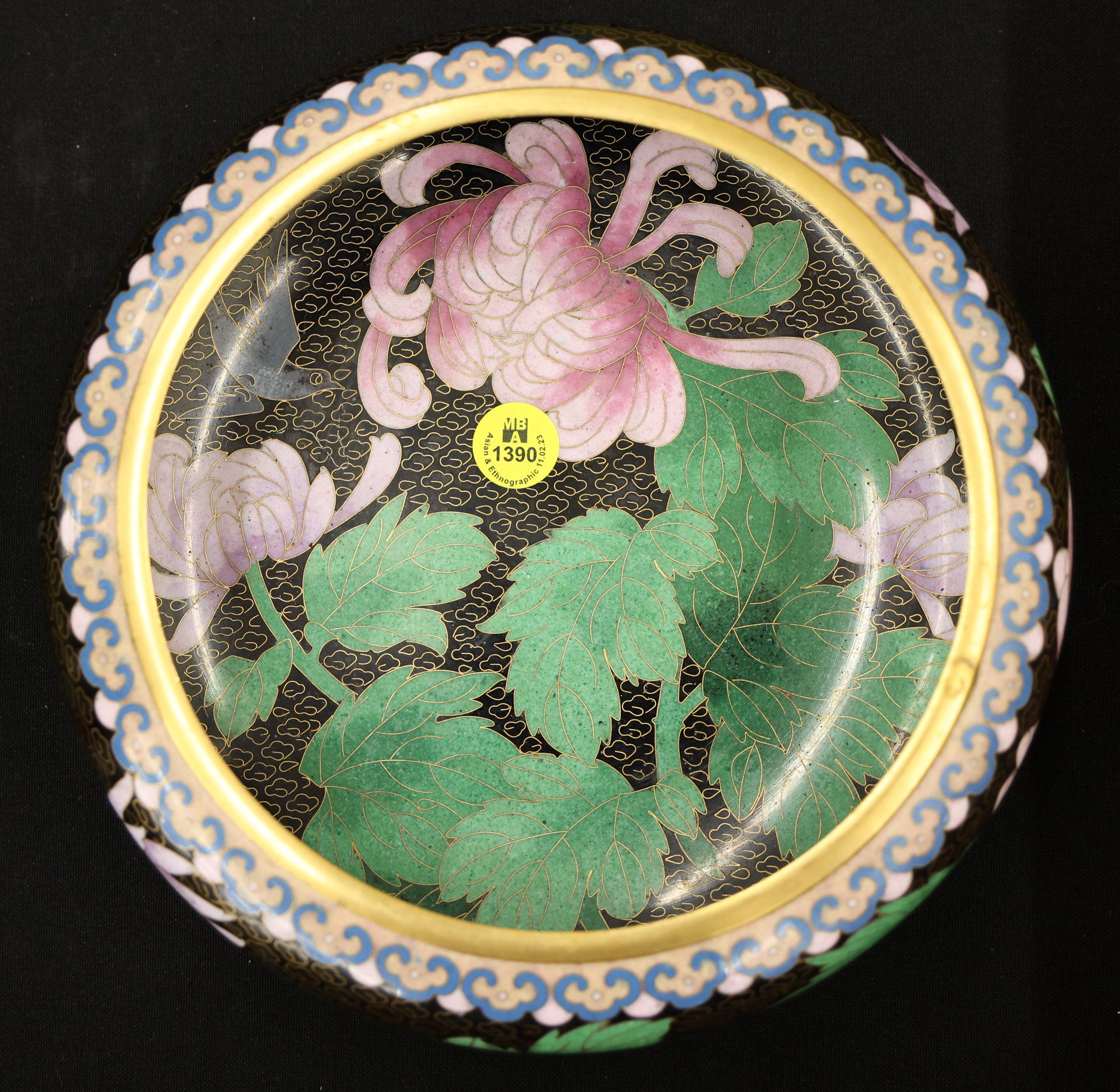 Chines Cloisonne Floral Low Bowl