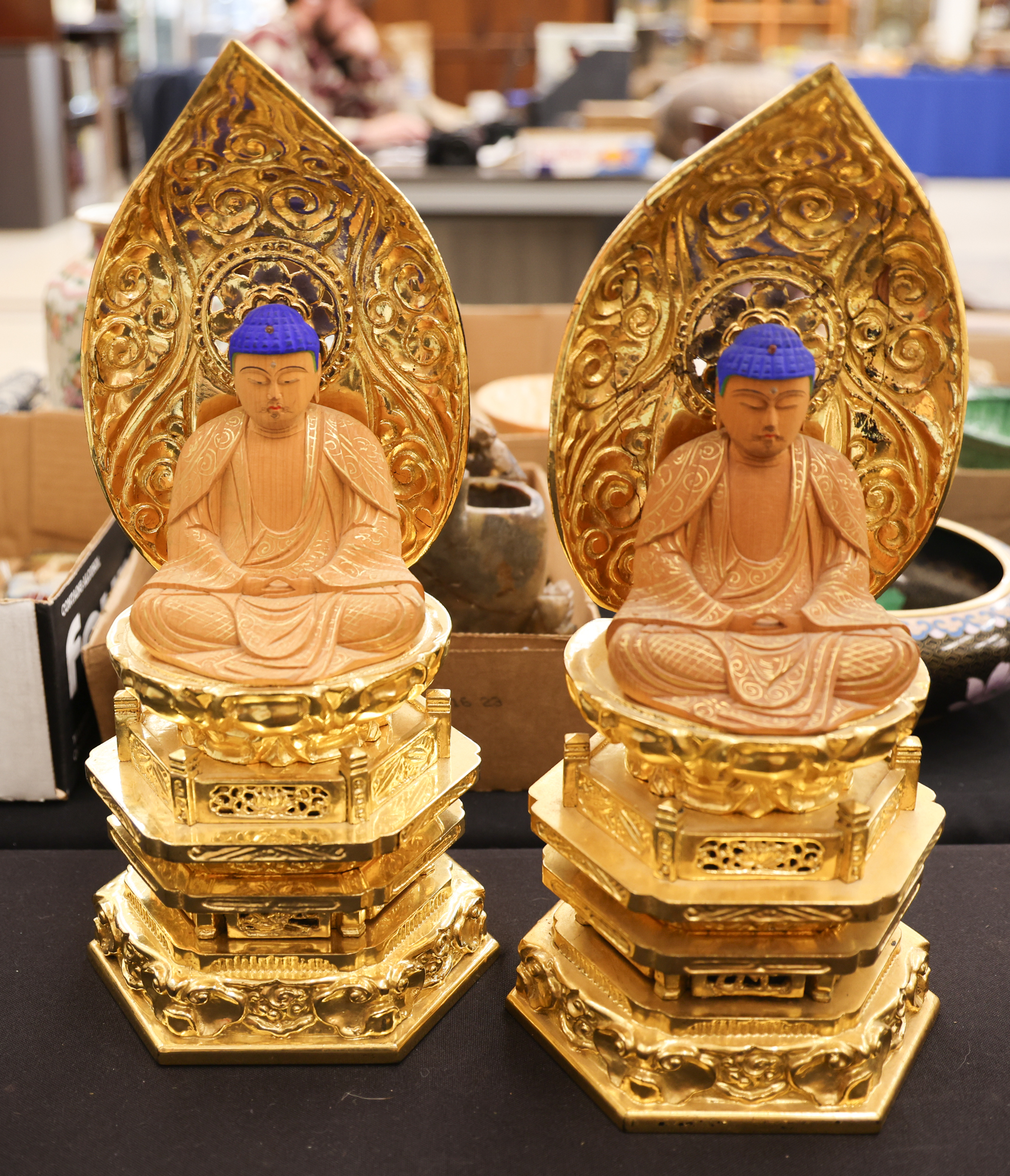 Pair Japanese Gilt Carved Wood 3afd9e