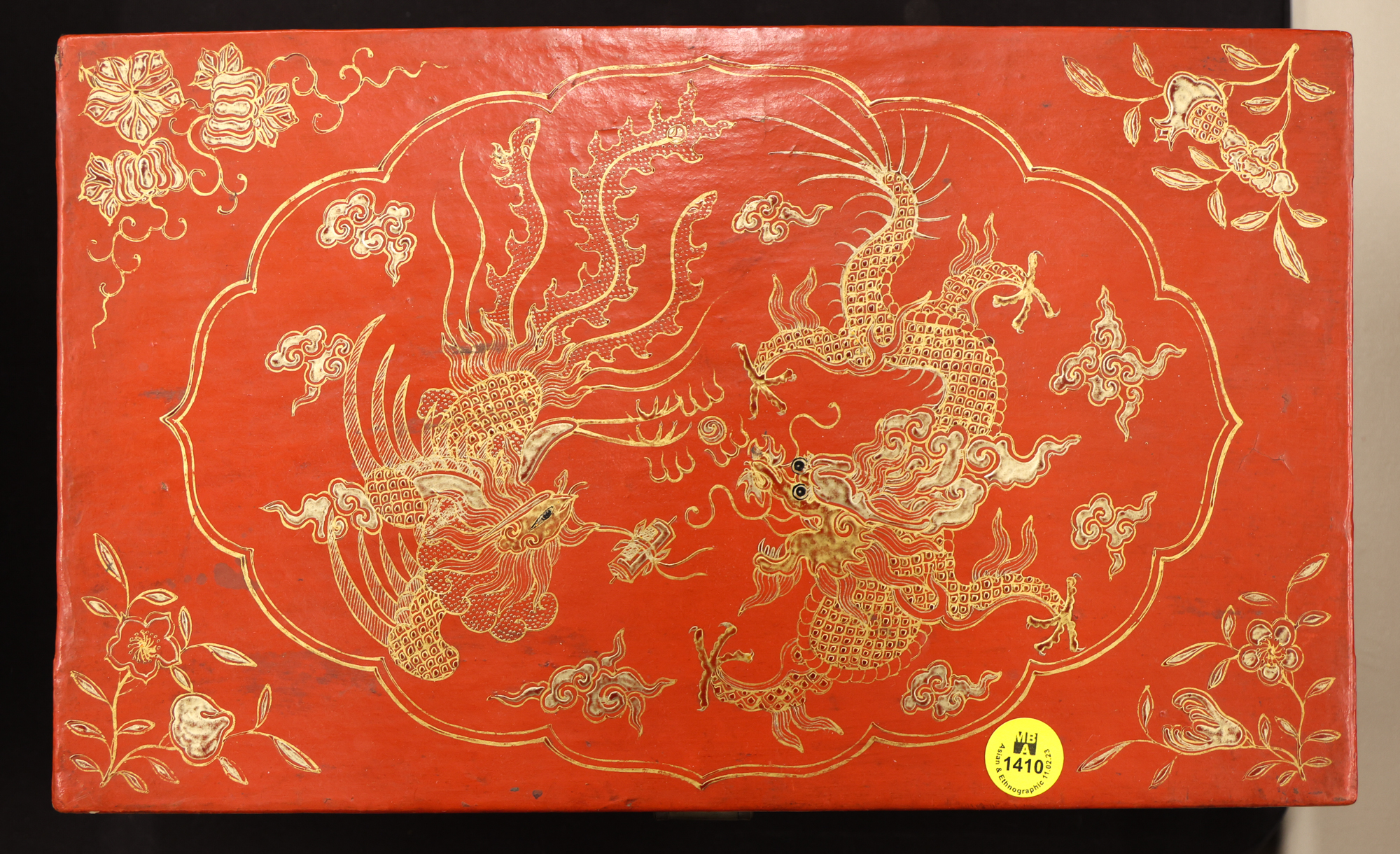 Old Chinese Dragon Phoenix Lacquered 3afda8