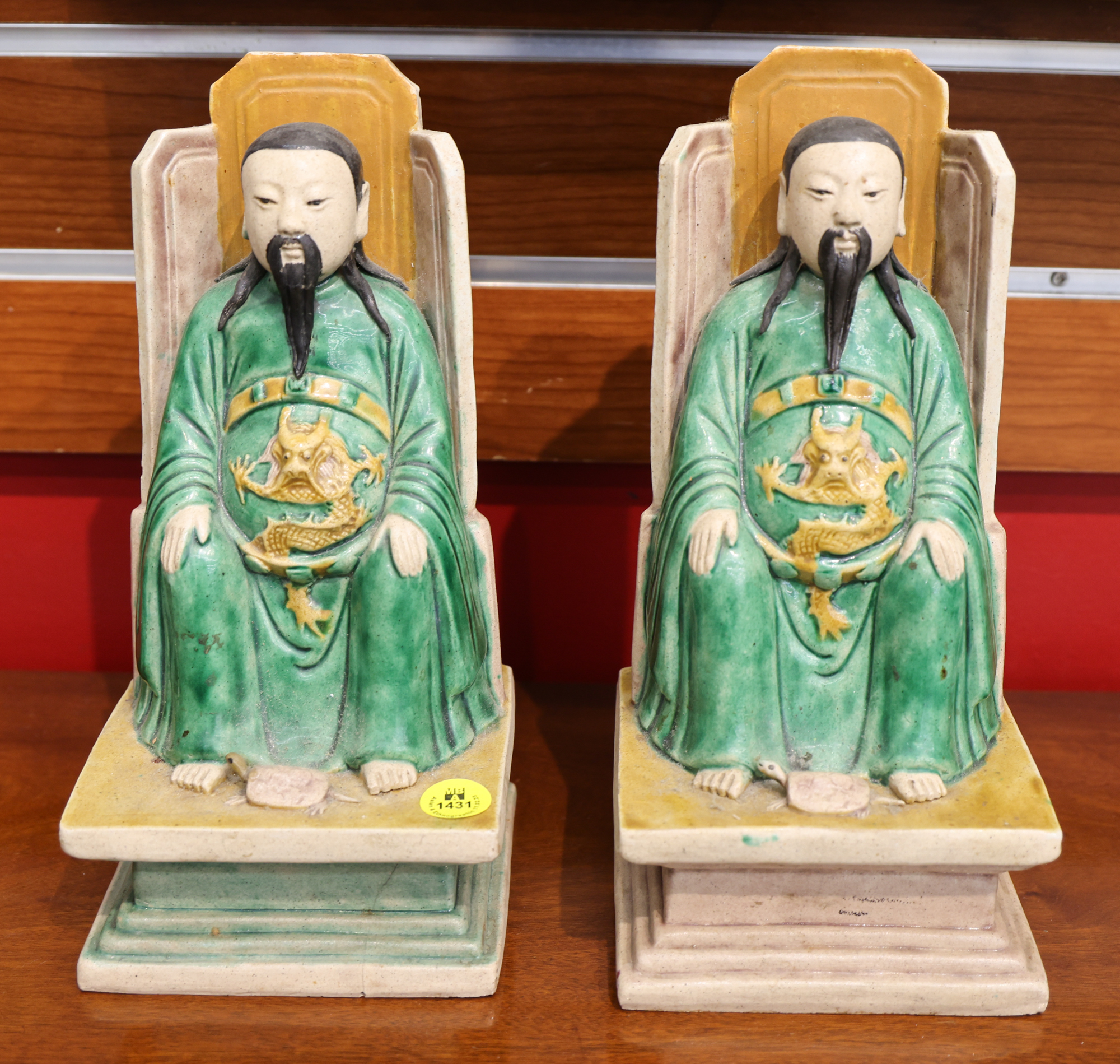 Pair Old Chinese Sancai Ceramic