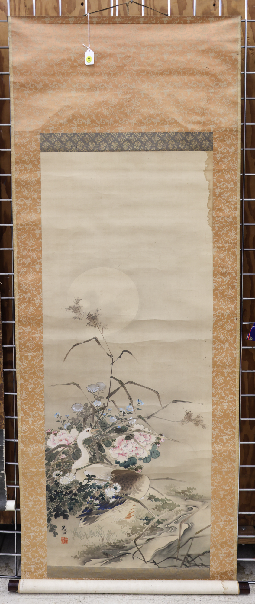 Antique Japanese Geese and Flowers