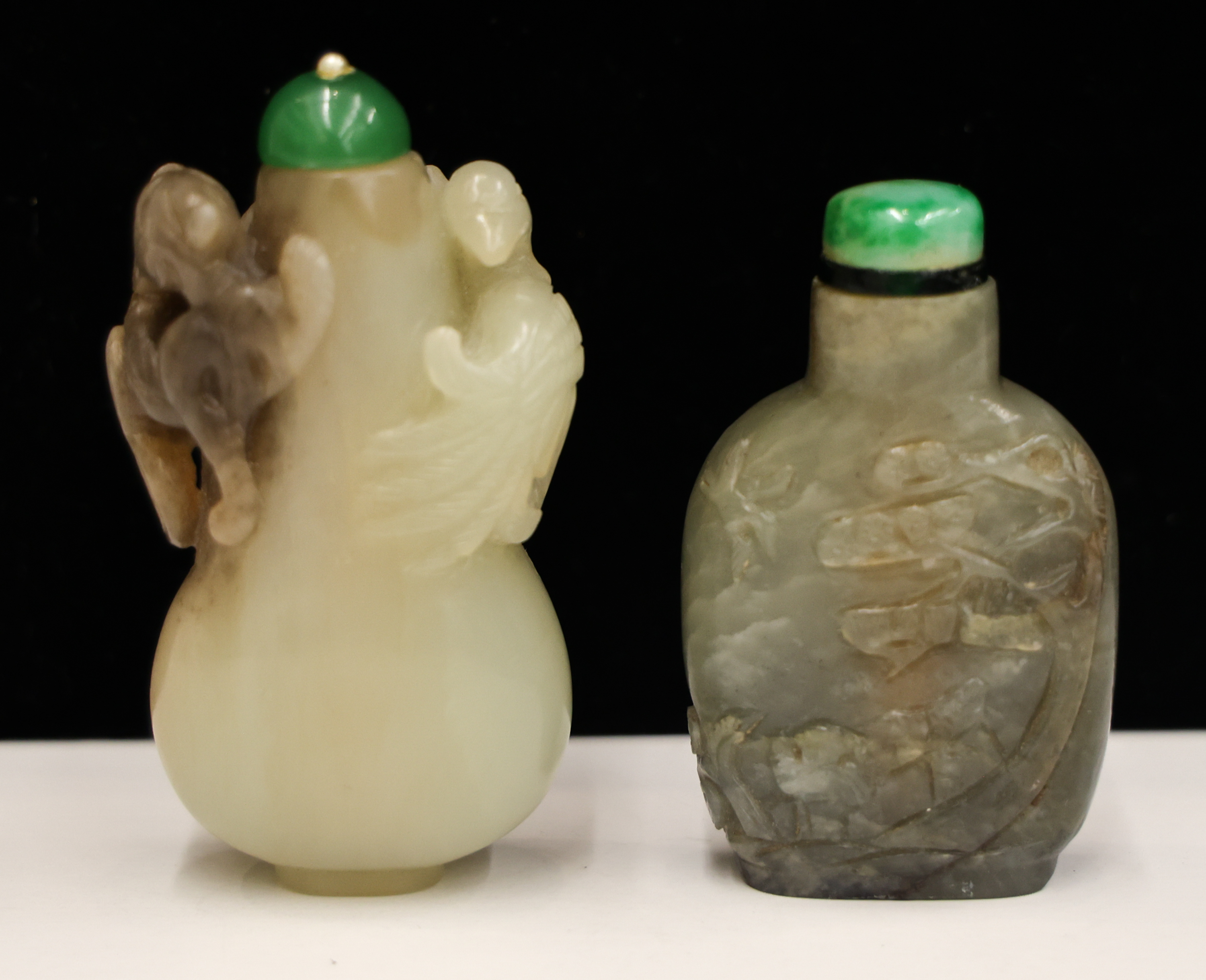 2pc Chinese Jade Carved Snuff Bottles 3afe1e