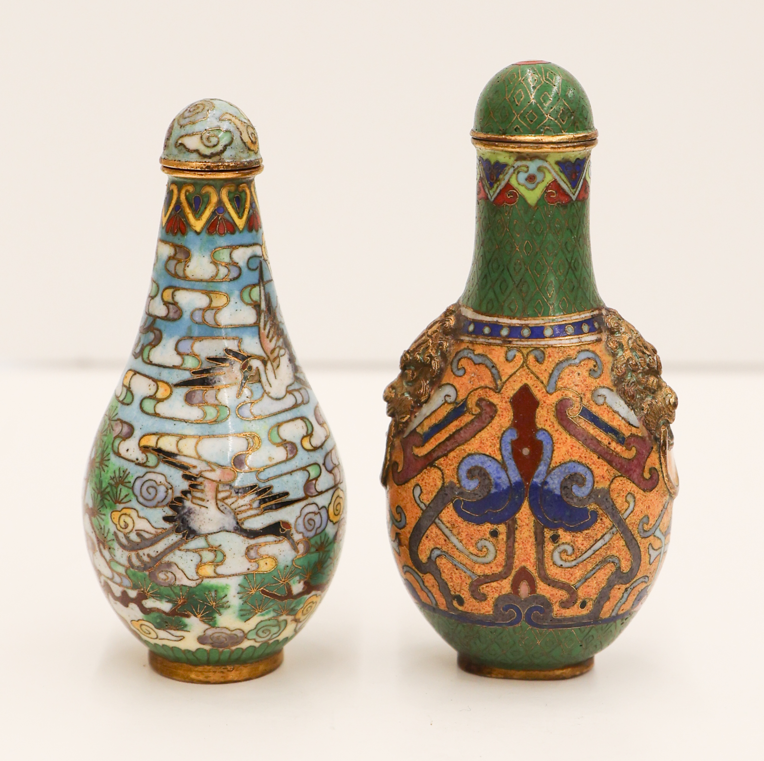 2pc Chinese Cloisonne Snuff Bottles