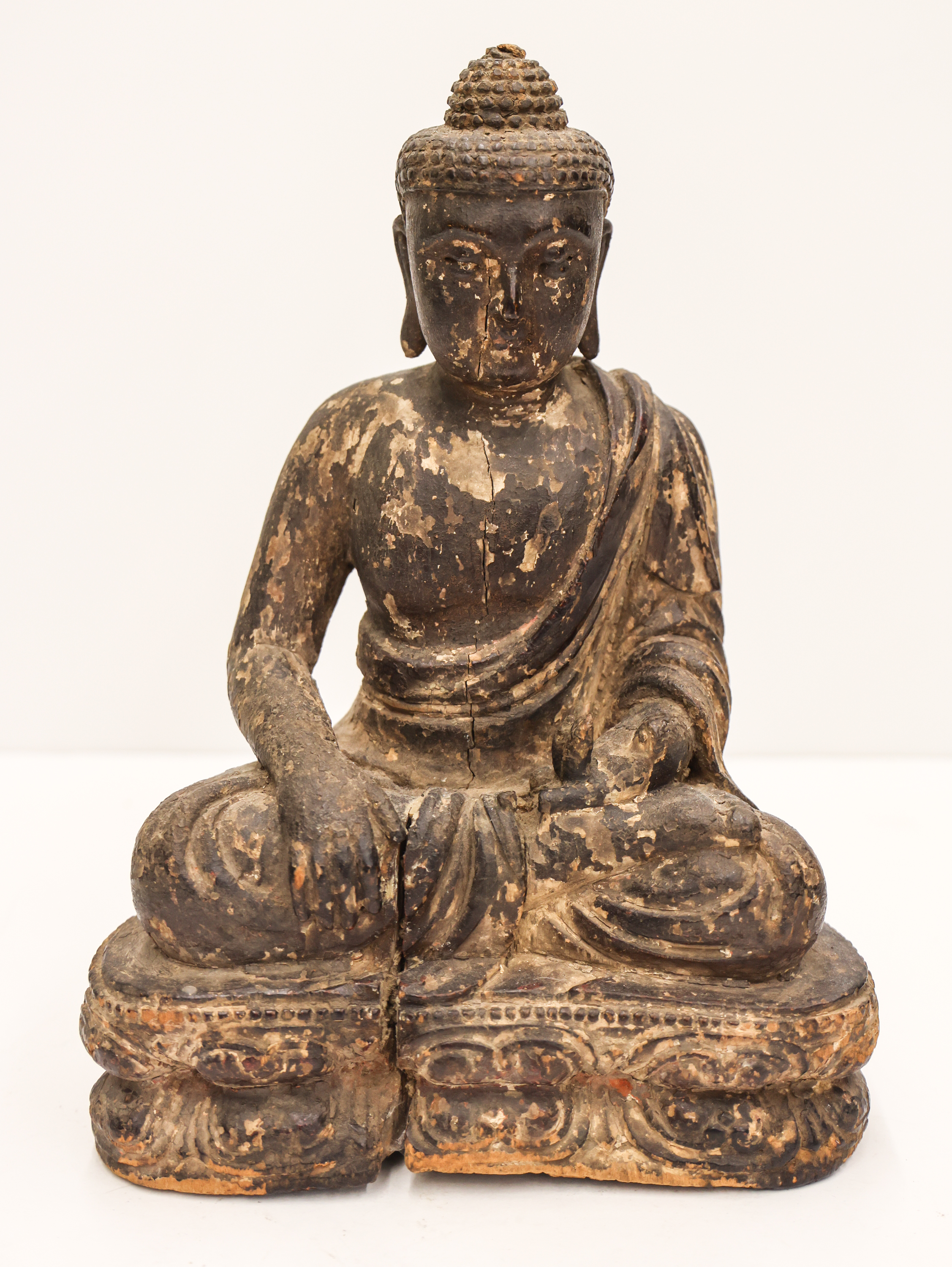 Burmese Lacquered Wood Seated Buddha