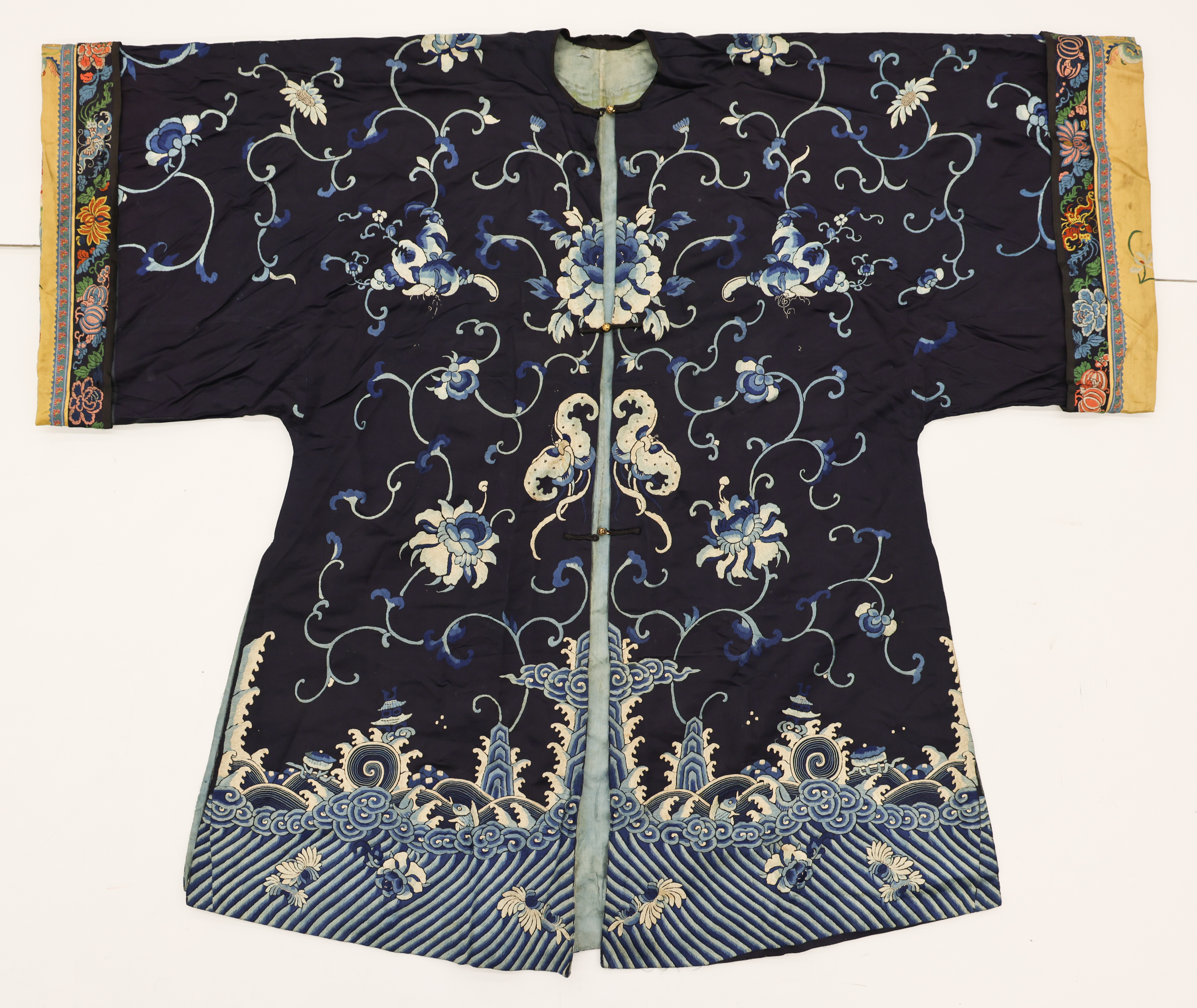 Chinese Cobalt Blue Silk Embroidered 3afebf