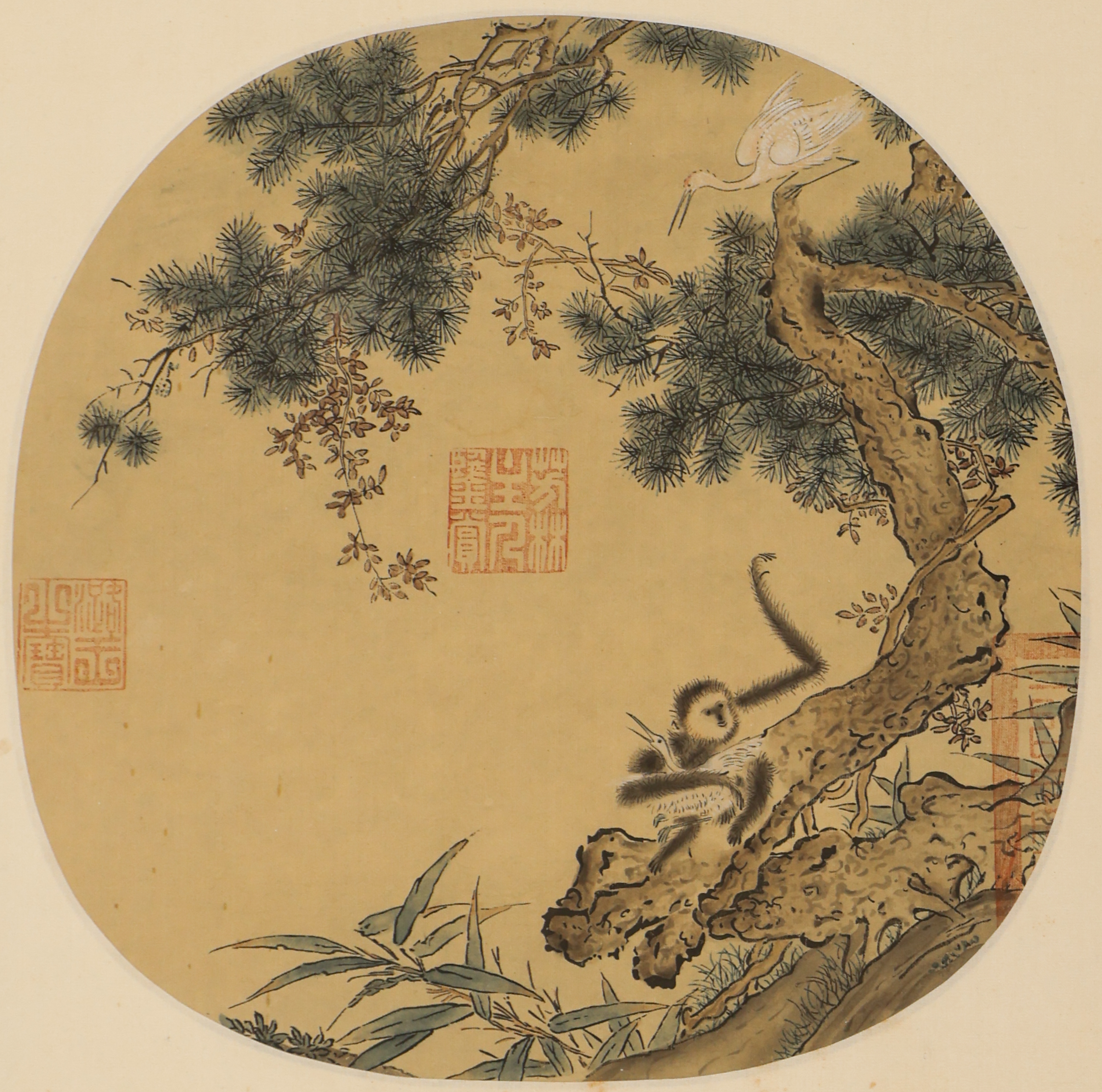 Chinese Imperial Fan Painting with