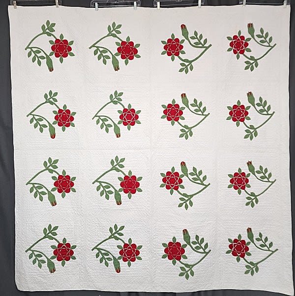 Antique c1870 Applique Rose Quilt 3aff0a