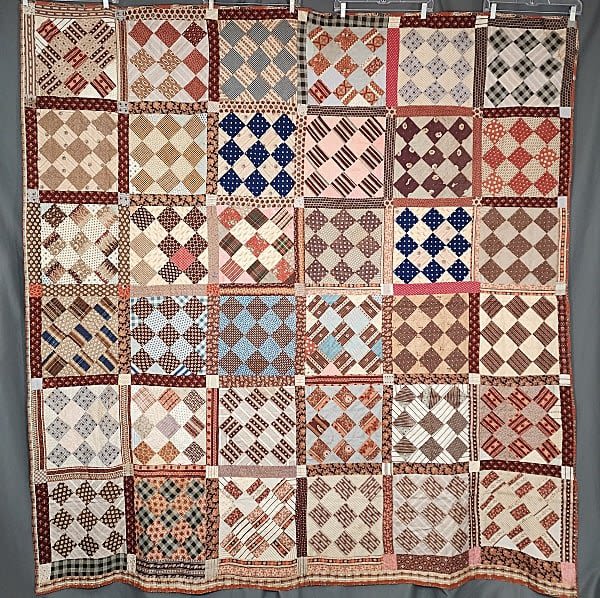 Antique c1880 Album block quilt 3aff0b