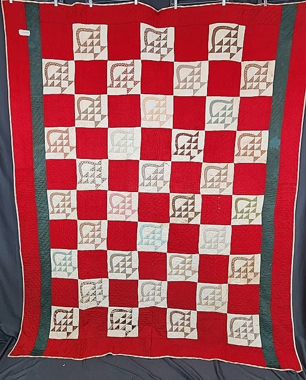 Antique c1880 Basket Quilt measures 3aff22