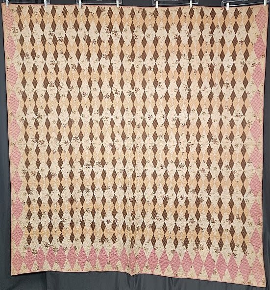 Antique Chintz Diamonds Quilt c1830  3aff80