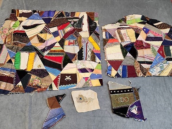 Group of Crazy Quilt Fragments.