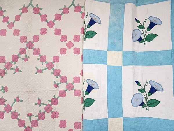 2 Vintage Floral Applique Quilts  3aff9a