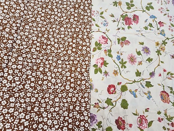 2 vintage Bloomcraft floral fabrics.