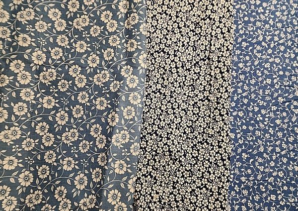 3 Vintage Blue and White Floral 3affc8