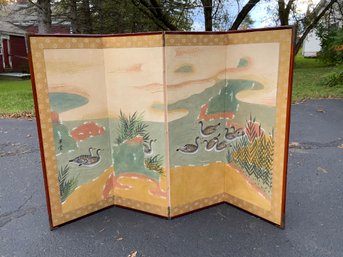 A vintage Japanese four-panel folding