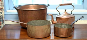 Antique copper items, including