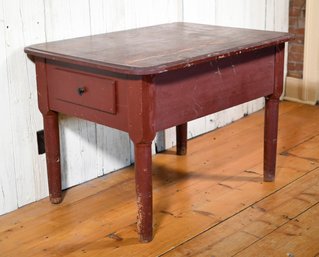 A 19th C red painted two drawer 3b0026