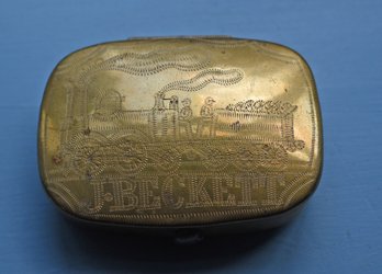 An antique English brass snuff 3b003a