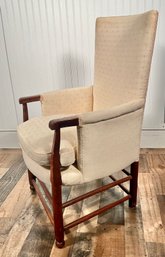 An antique upholstered ladder back 3b0099