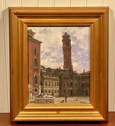 An oil on board Leaning Tower  3b00b3