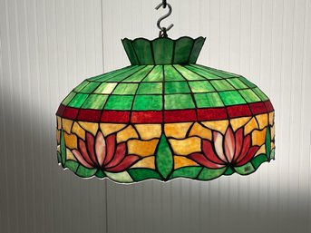 A vintage leaded stained glass lamp