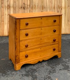 A 19th C. cottage pine four drawer chest