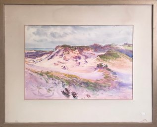 Watercolor of sand dunes by the