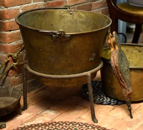 Two large antique brass pails with